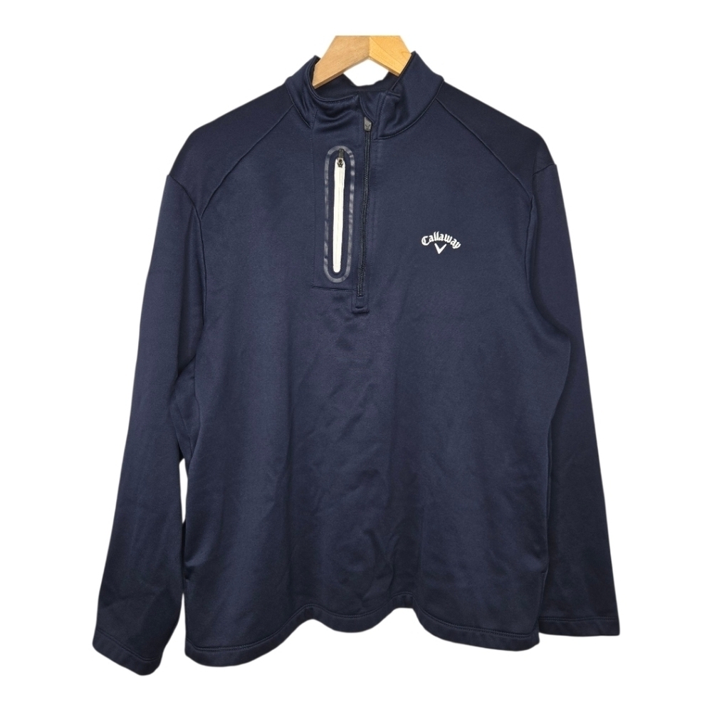 Callaway Mens Navy Blue Quarter Zip Golf Pullover Jacket Size Large